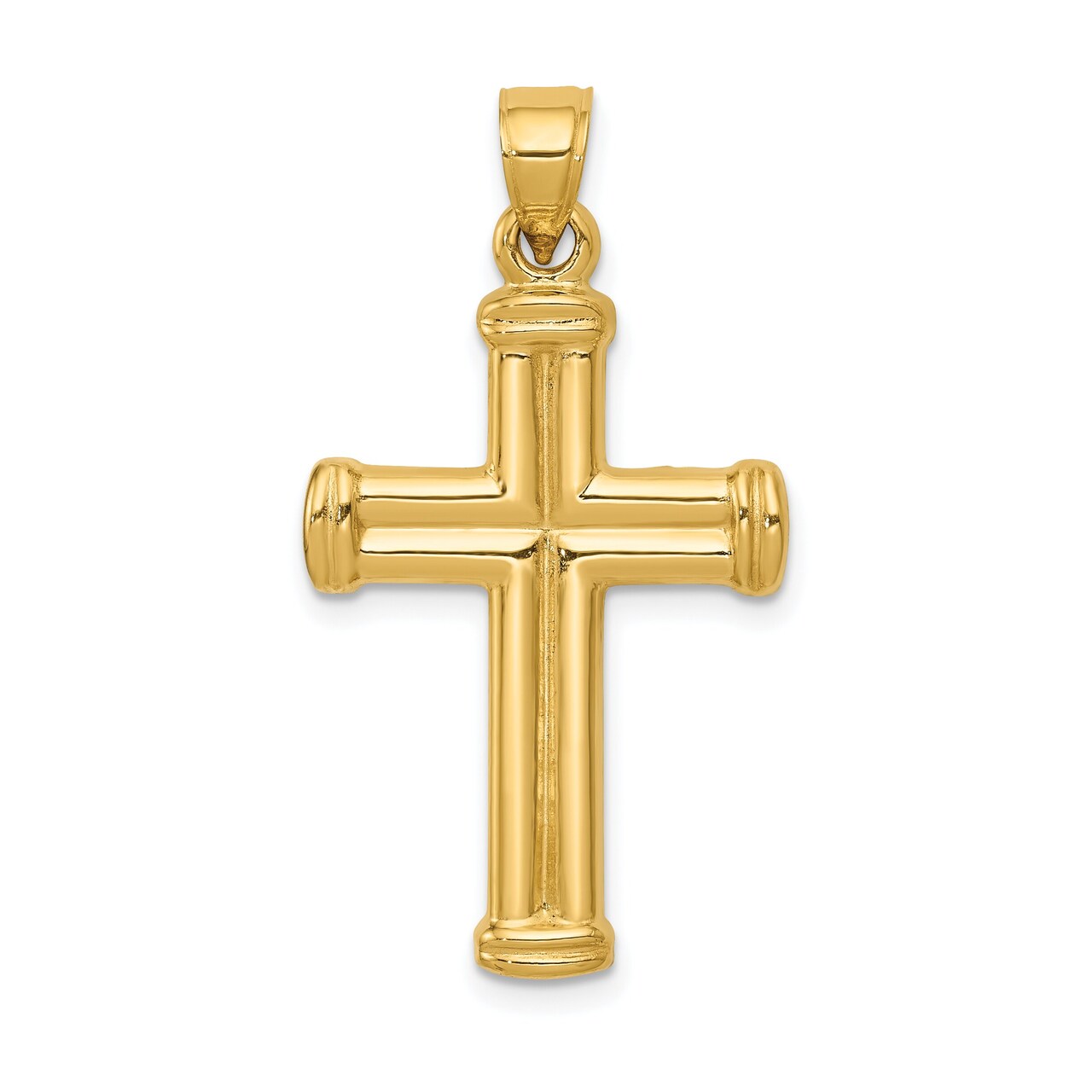 14K Yellow Gold Cross Pendant Charm Religious Jewelry 35 X 19mm